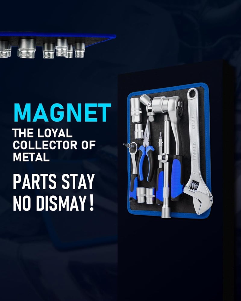 HIPULX Magnetic Tool Mat Set, 40 LB Tool Pad with Telescoping Magnetic Pickup Tools & Magnetics Wristband, Tools Organizer for Garage, Workshop & Auto Repair - Image 5